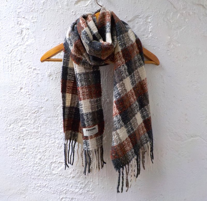 FOAK古着 法国Renoma格子围巾 - 丝巾 - 其他材质 白色