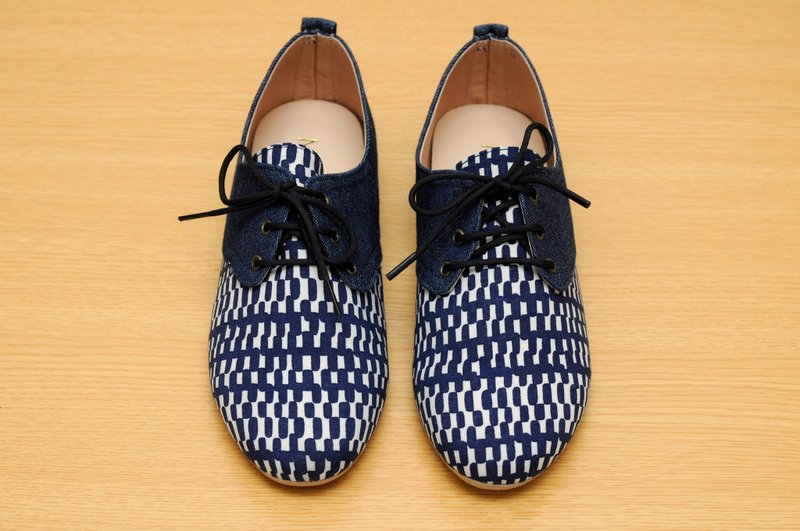 MCNelly 韩国手工休闲鞋 Jean - 蓝 - 芭蕾鞋/娃娃鞋 - 真皮 蓝色