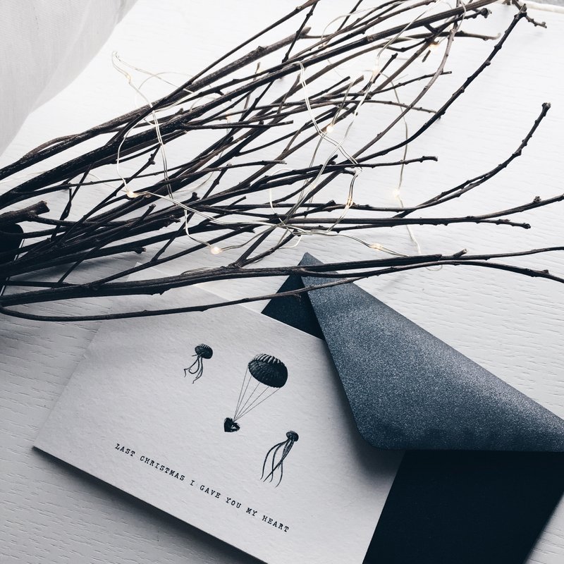 圣诞节系列 // 上年圣诞节我把心给了你 - 卡片/明信片 - 纸 黑色