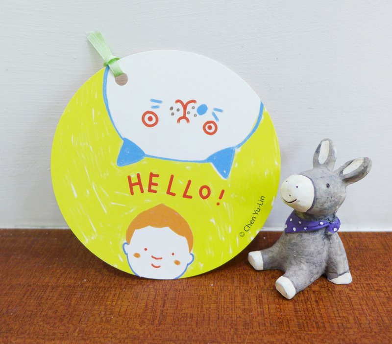 hello 圆形卡片 - 卡片/明信片 - 纸 黄色