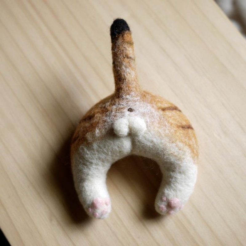 羊毛毡动物屁屁磁铁-姜黄斑纹+狐狸钥匙包-红棕<Abbie Lu专属> - 冰箱贴/磁贴 - 羊毛 