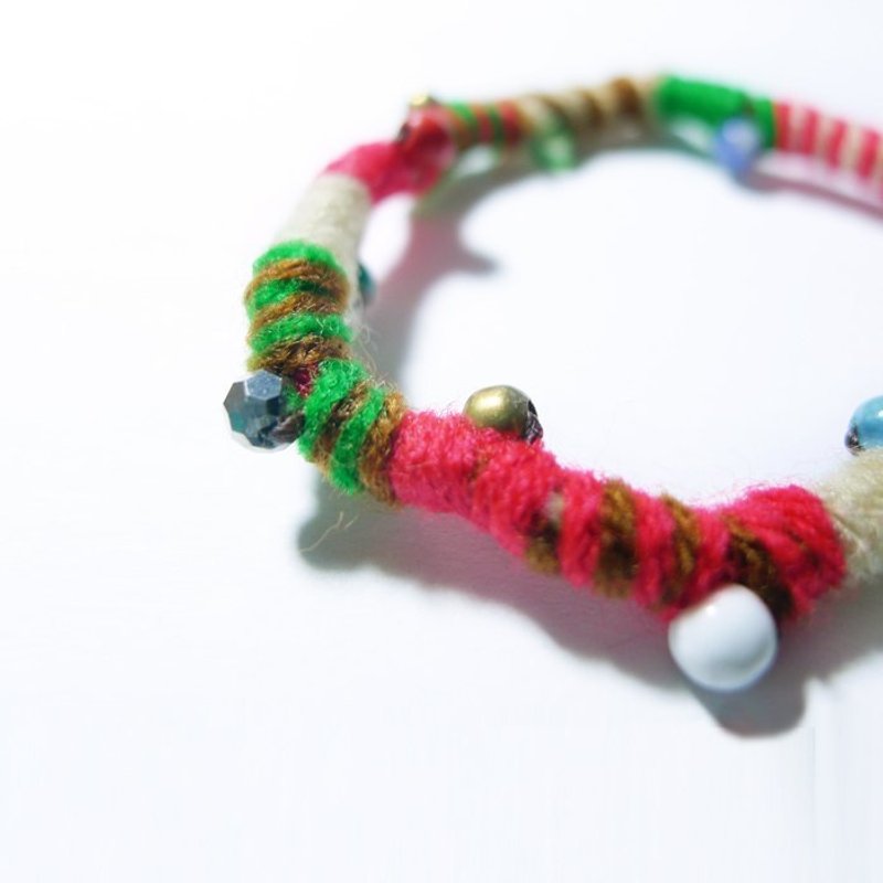 手工编织环 / 印地安红 / AB0102 - 手链/手环 - 其他材质 红色