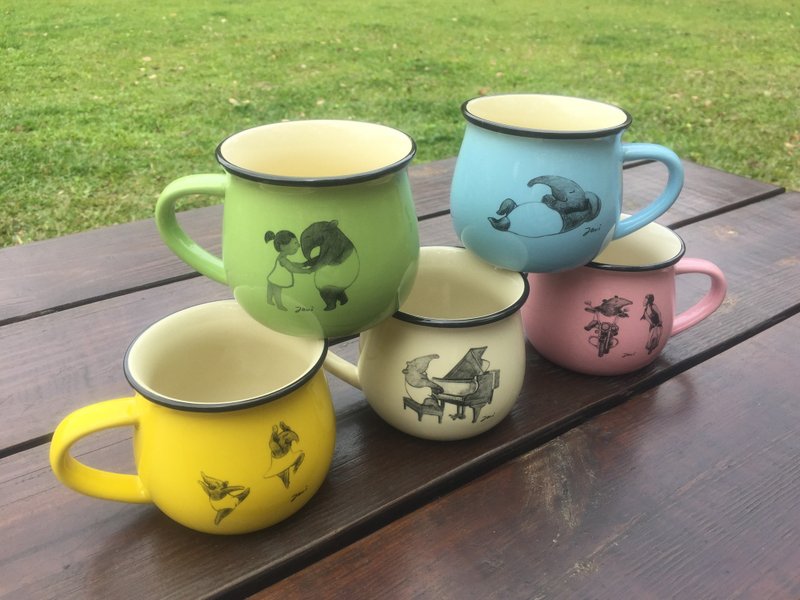 马来貘手绘风插画陶瓷杯一组  - 咖啡杯/马克杯 - 瓷 