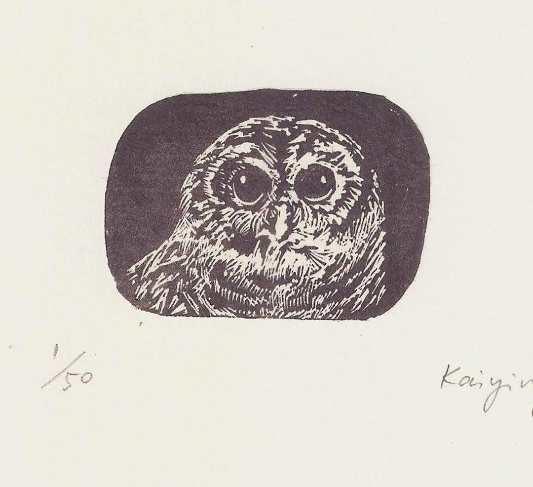 小猫头鹰-版画原作小品 - 海报/装饰画/版画 - 纸 黑色