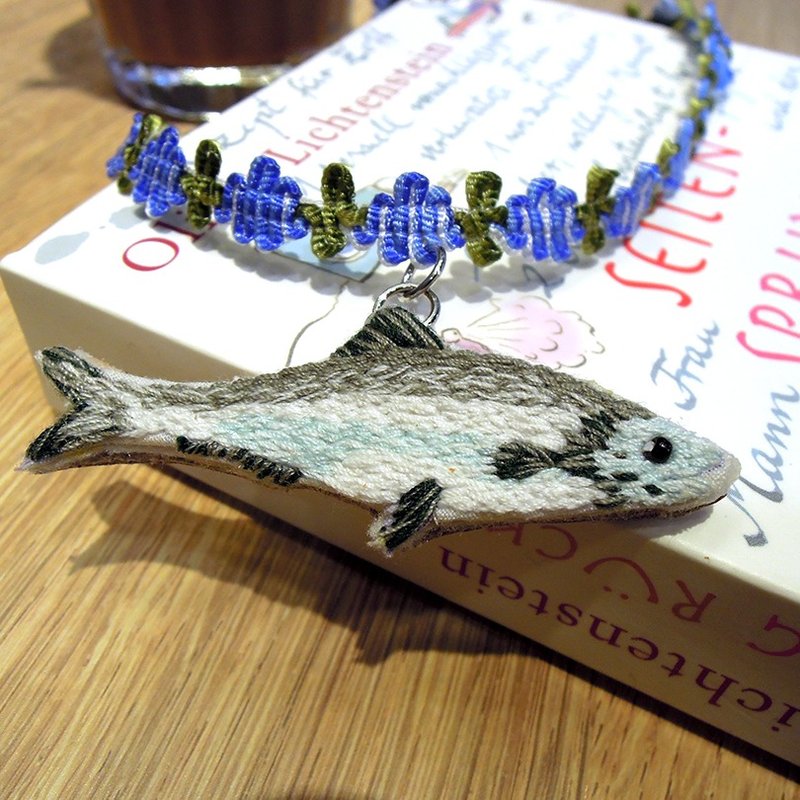 C'est trop Mignon\\手作刺绣*深海鱼油颈链 - 项链 - 绣线 蓝色