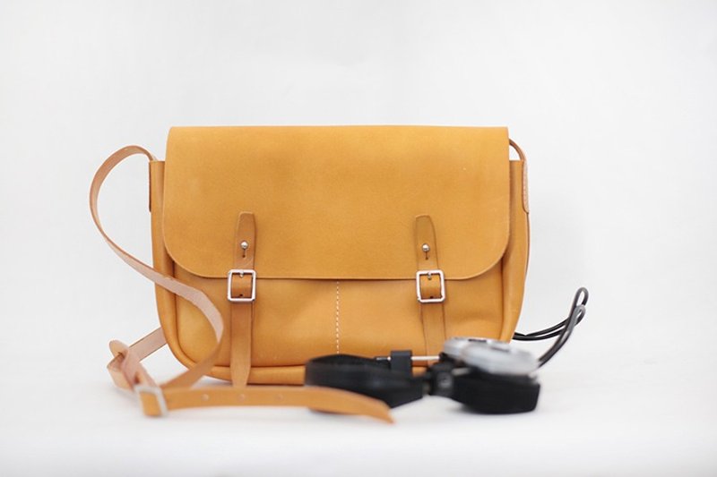 joydivision vintage邮差包 原色 复古包手工 植鞣 - 侧背包/斜挎包 - 真皮 咖啡色