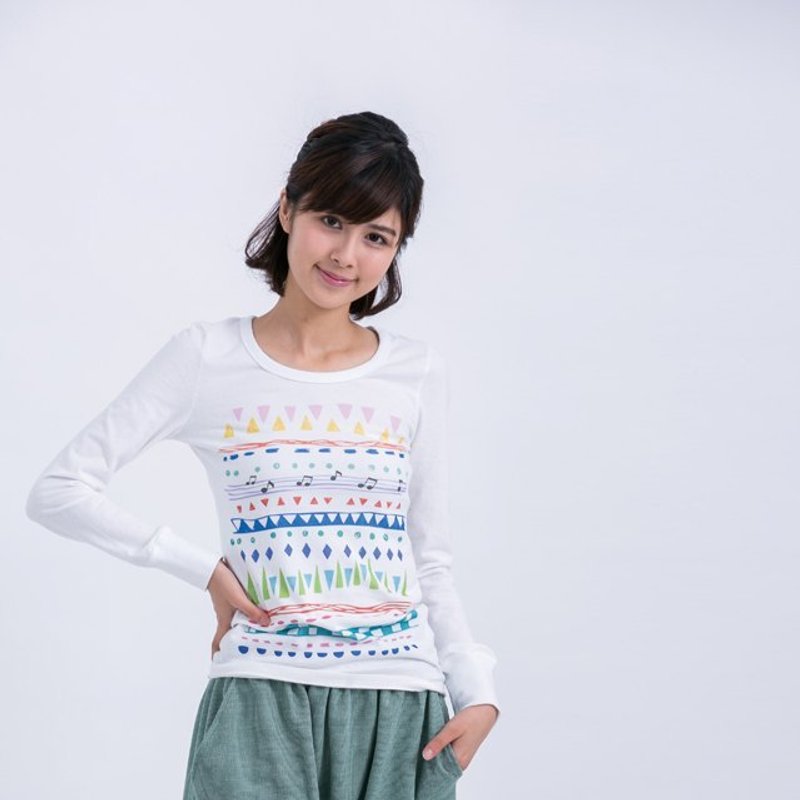 One little 蜜桃棉 长袖 女T 恋人白 - 女装 T 恤 - 棉．麻 多色