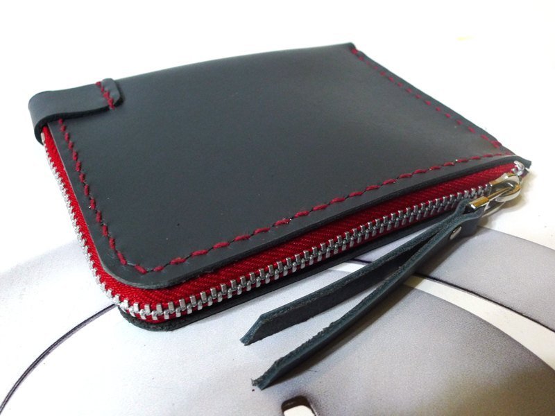 新色上市-便利钞票零钱包-跳色灰红 - 皮夹/钱包 - 真皮 灰色