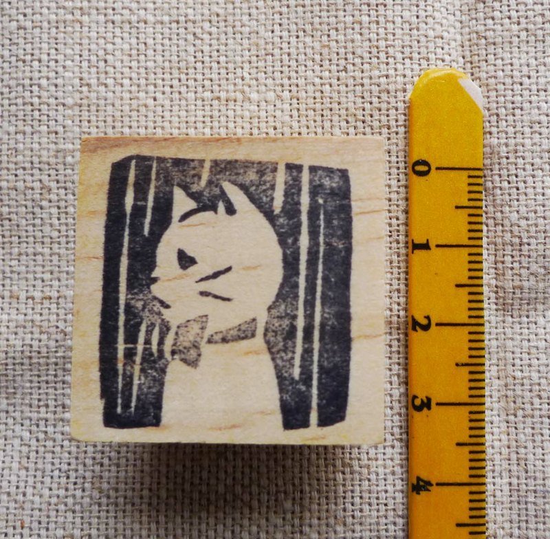 印章-小小画手作章((侧面领结猫)) - 其他 - 木头 卡其色