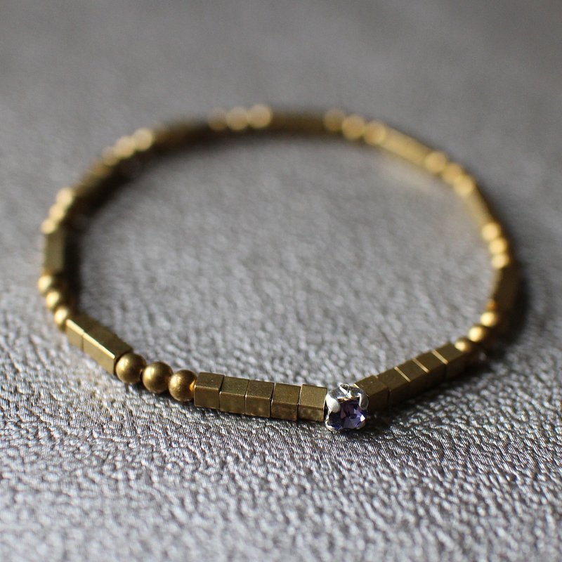 EF简约NO.26 Color Chic浅紫色方形水钻黄铜手链 - 手链/手环 - 其他材质 紫色