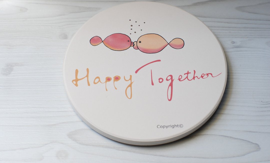吸水杯垫-Happy Together - 杯垫 - 其他材质 白色
