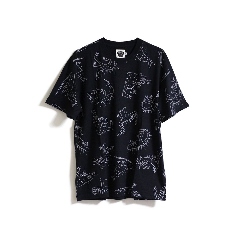 驼背恐龙满版Tee " 黑 "只剩XL - 女装 T 恤 - 棉．麻 黑色