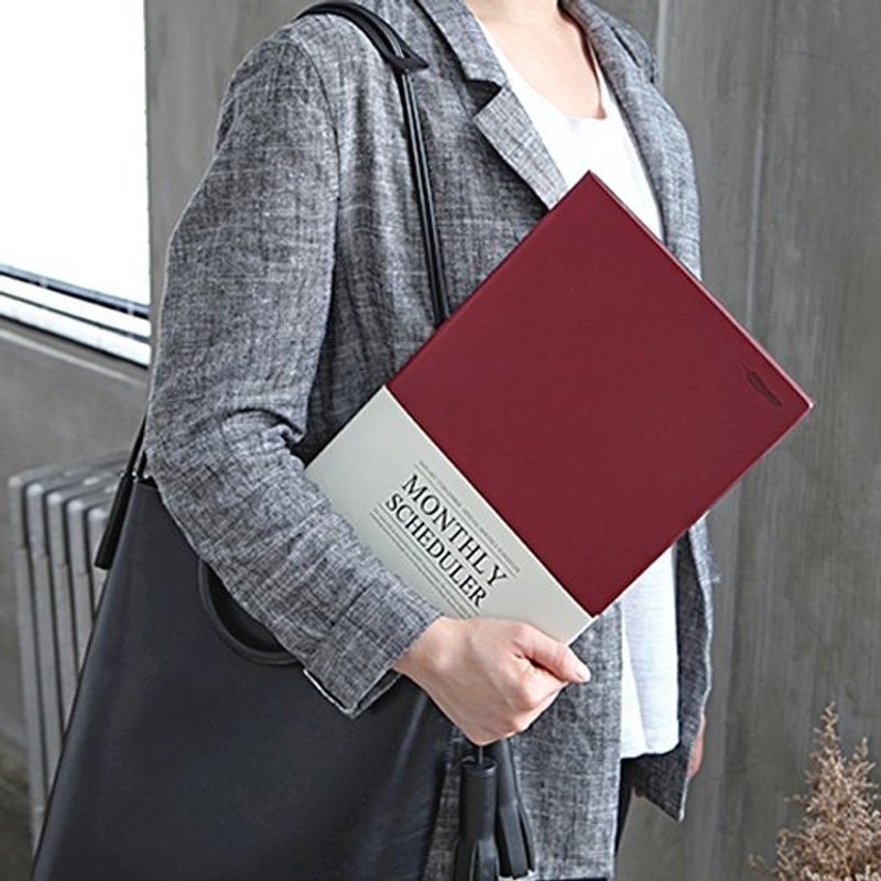 Dessin x indigo-The basic 计画客皮革月志L(无时效)-酒红,IDG03234 - 笔记本/手帐 - 纸 红色