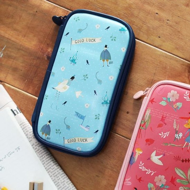 Dessin x indigo-柳林风声好运对开烧饼包-汪洋蓝海,IDG04774 - 铅笔盒/笔袋 - 真皮 蓝色