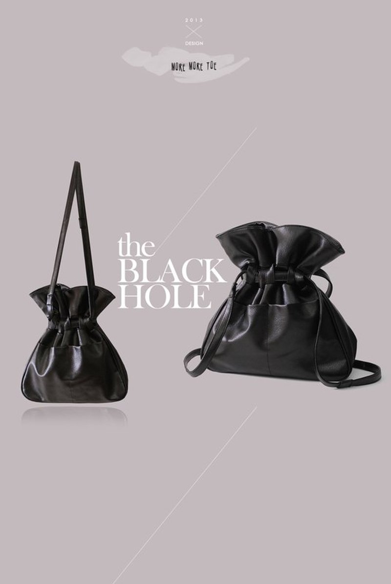 【圣诞礼物】宇宙生活态度・黑洞皮革肩背／后背包・免运限定 - 侧背包/斜挎包 - 真皮 黑色