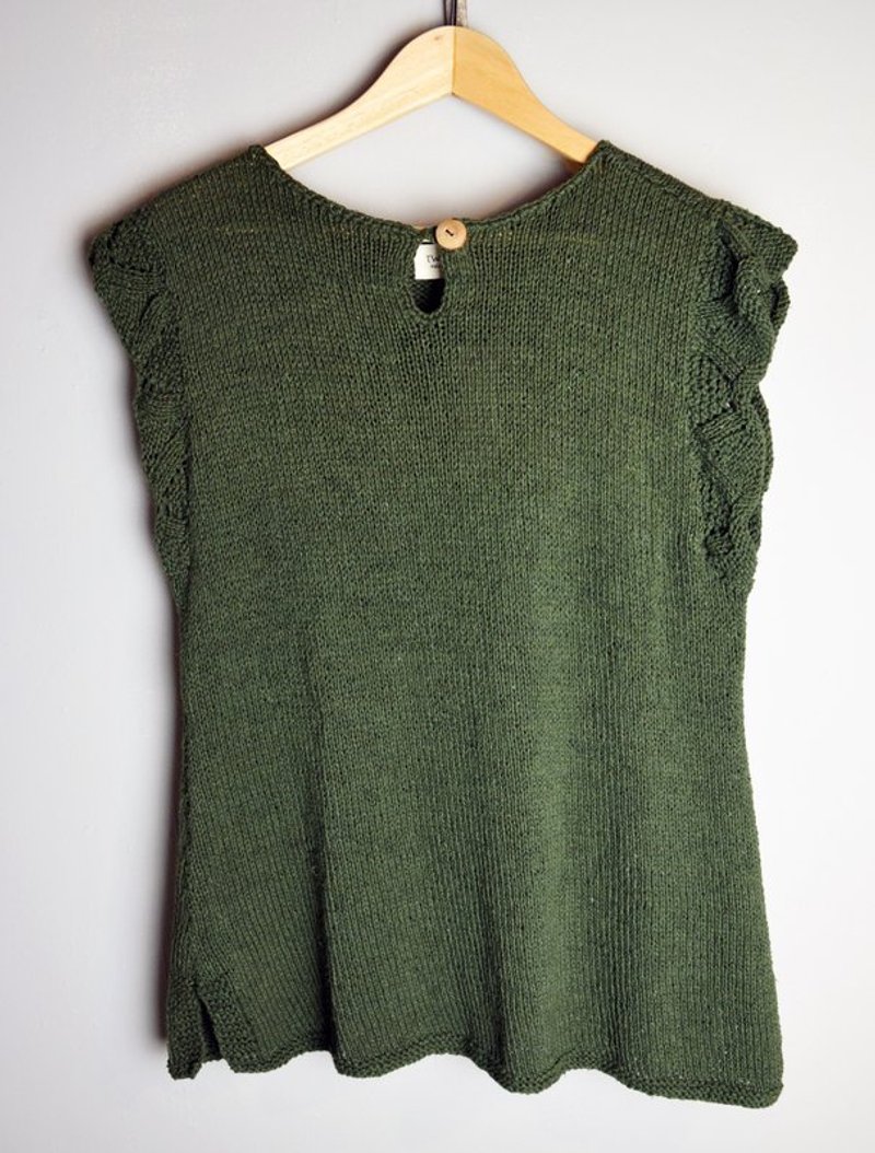 手织棉线背心上衣＿公平贸易 - 女装针织衫/毛衣 - 其他材质 绿色