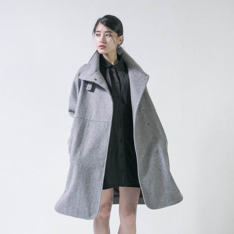 SUMI Momentum 十里洋场羊毛大衣外套_5AF204_灰 - 女装休闲/机能外套 - 羊毛 灰色