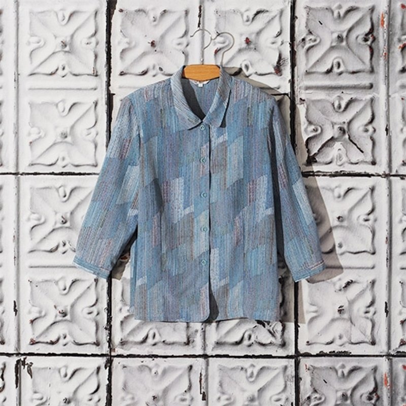 /林檎梦/雪纺浅蓝雨丝微凉衬衫 古着 vintage - 女装衬衫 - 其他材质 