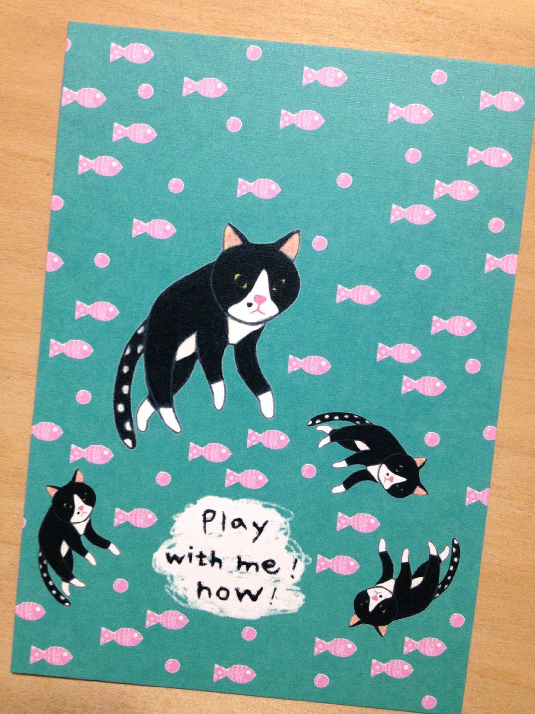 爱吃痣猫 插画明信片 - 卡片/明信片 - 纸 黑色