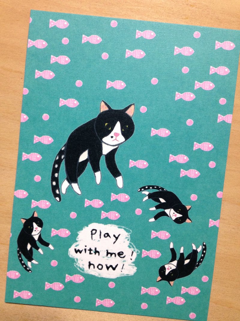 爱吃痣猫 插画明信片 - 卡片/明信片 - 纸 黑色
