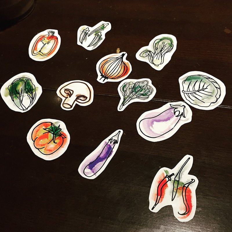 C'est trop Mignon\\手绘贴纸*多吃蔬菜贴纸vegetable stickers - 贴纸 - 纸 绿色