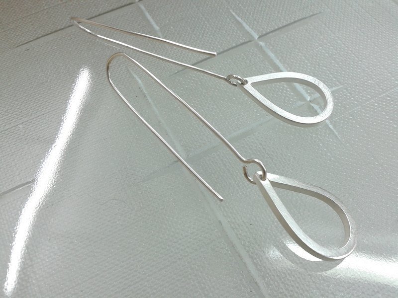 纯银耳环,几何系列Geometry collection 纯银耳饰GME002 台湾设计师手工银饰 - 耳环/耳夹 - 纯银 白色