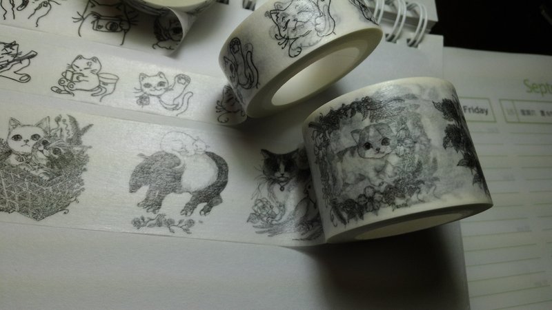 大卫画猫_限量纸胶带_猫咪圆舞曲1_30mm_10M - 纸胶带 - 纸 紫色