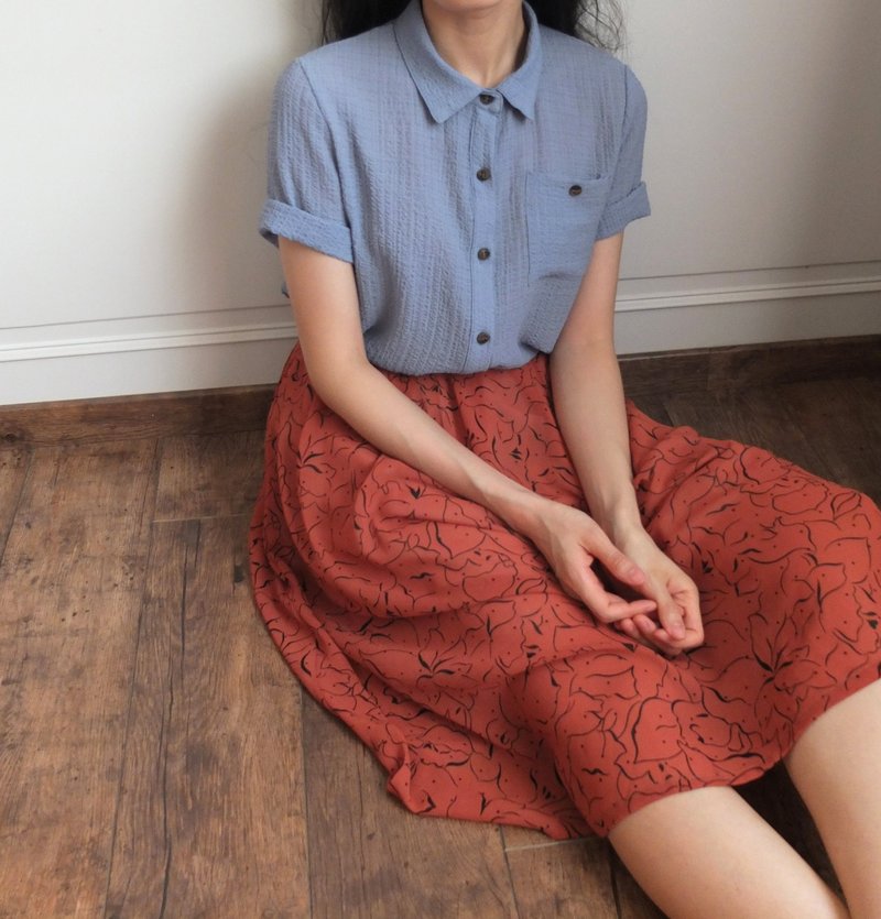 抽象花纹轻透雪纺A字裙 - 裙子 - 其他材质 红色