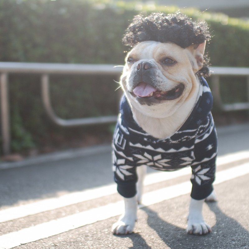 宠物手作服-冬季限定针织民族风麋鹿内刷毛帽T - 衣/帽 - 其他材质 蓝色