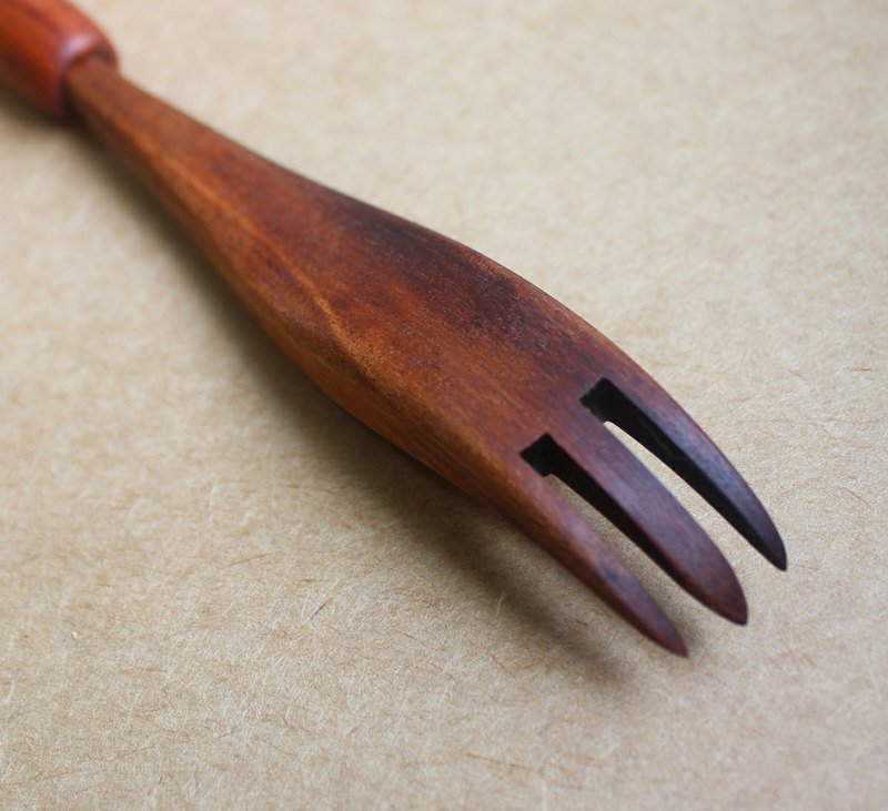 木制原木水果叉 - 餐刀/叉/匙组合 - 木头 咖啡色