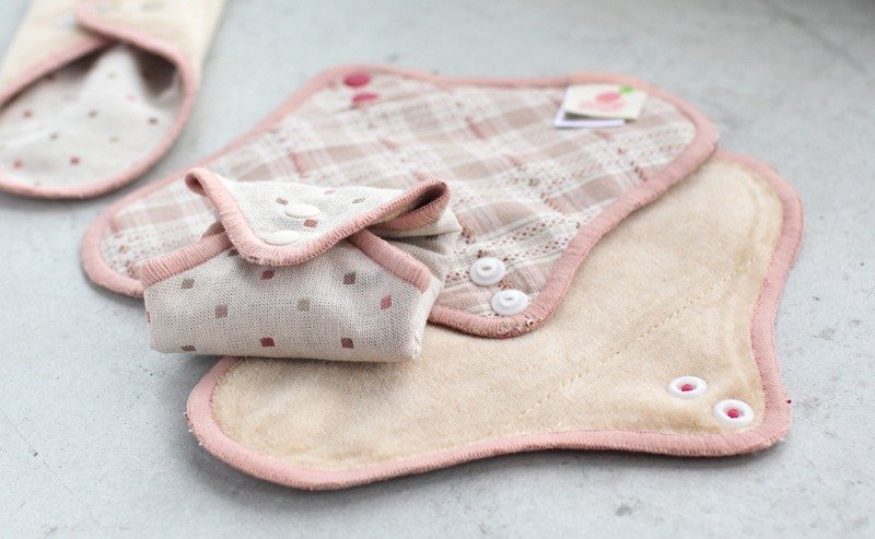 {樱桃蜜贴。有机布卫生棉} 19cm 量少轻薄 [有防水层]5件组 - 其他 - 棉．麻 多色