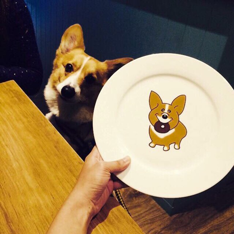 Mr. Butter Cafe奶油先生 独家品牌订制柯基Corgi 小瓷盘 点心盘 - 浅碟/小碟子 - 其他材质 白色