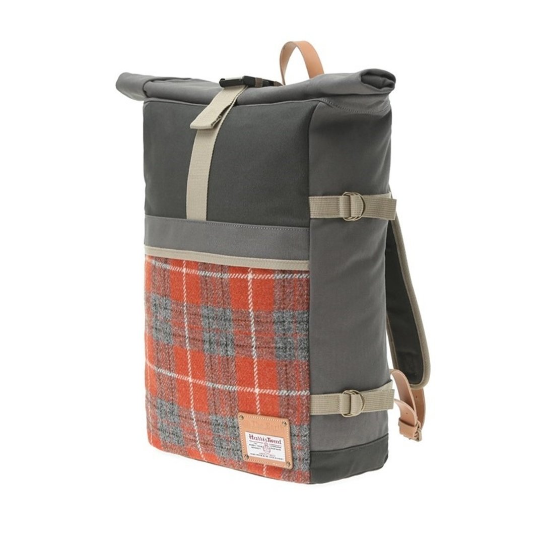 HARRIS TWEED ROLL-TOP BACKPACK - ORANGE - 后背包/双肩包 - 其他材质 多色