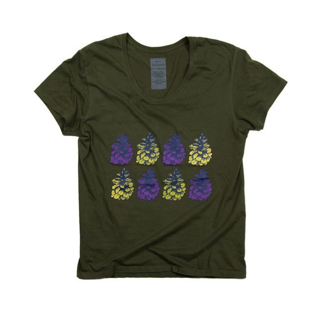 Unisex pine cones illustrations T-shirt Tcollector - 女装 T 恤 - 棉 灰色