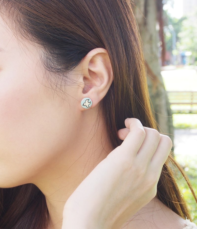 插画饰品-定制化手绘耳环 - 耳环/耳夹 - 其他金属 