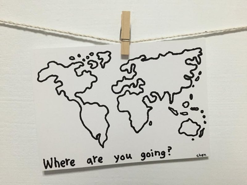 Where are you going? - 卡片/明信片 - 纸 黑色
