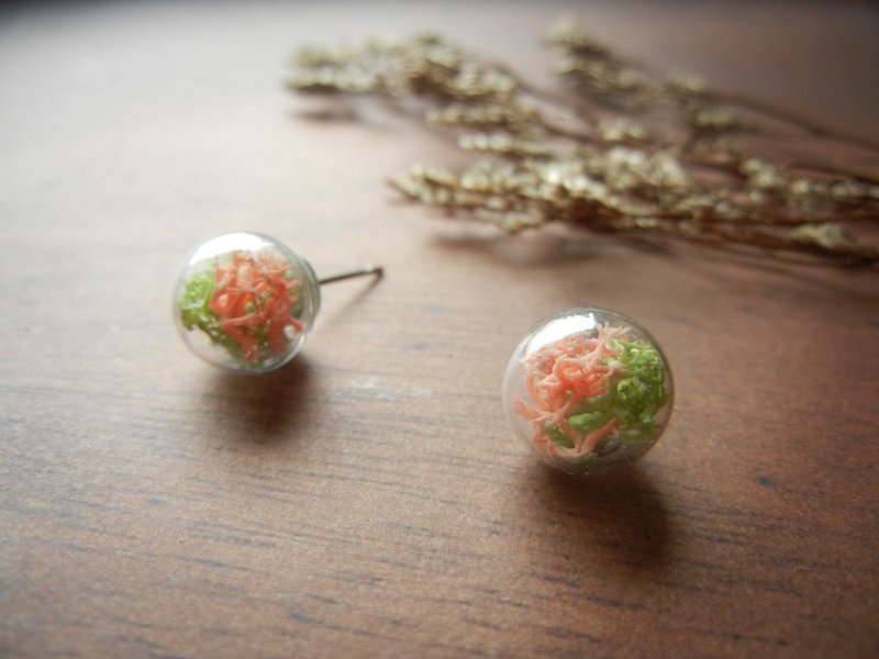 *coucoubird*玻璃小花耳环-绿粉/抗过敏耳针 - 耳环/耳夹 - 玻璃 多色