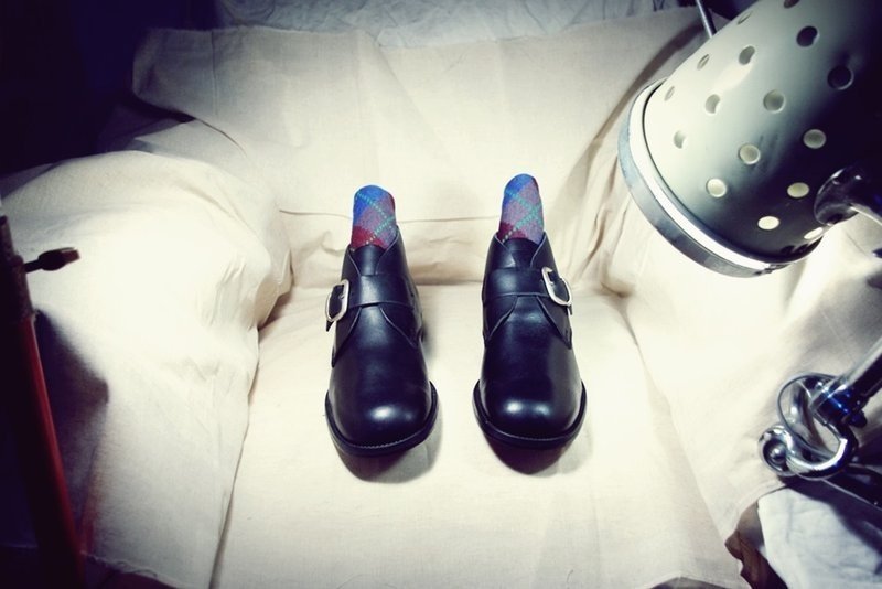 ~后菜园~二手古着英伦 黑色低筒孟克靴(尺码42-43号可穿) VINTAGE/USED/MOD'S - 男款休闲鞋 - 真皮 黑色