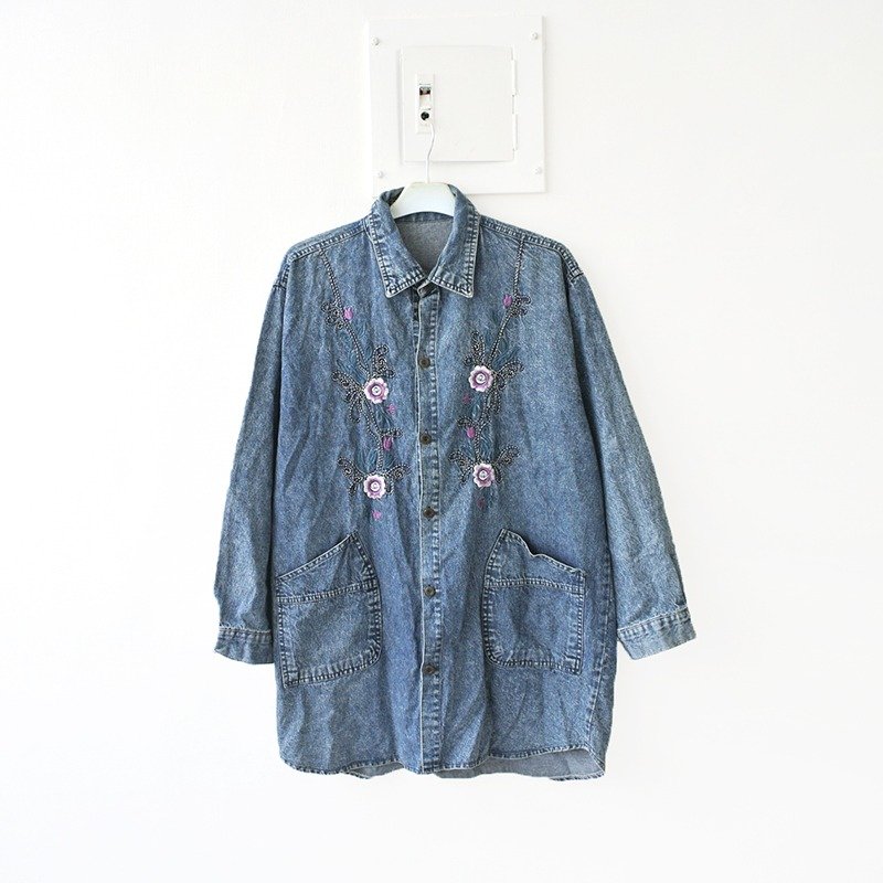 │Slowly│花物语单宁牛仔古着外套│vintage.森林复古.英伦.文艺.日本女孩.古典.甜美 - 女装休闲/机能外套 - 其他材质 多色