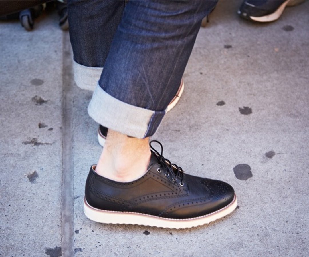 Brawn Brows Wing tip 牛皮绑带通花皮鞋 BB6001 BLACK - 男款皮鞋 - 真皮 黑色