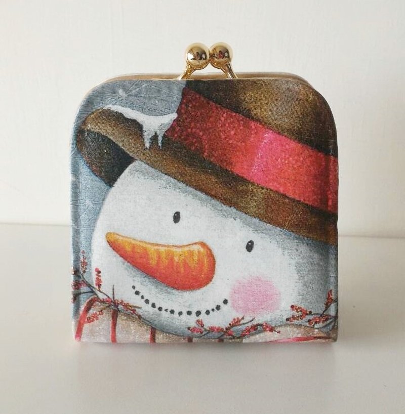 手工- 圣诞礼物雪人口金零钱包 - 零钱包 - 真皮 