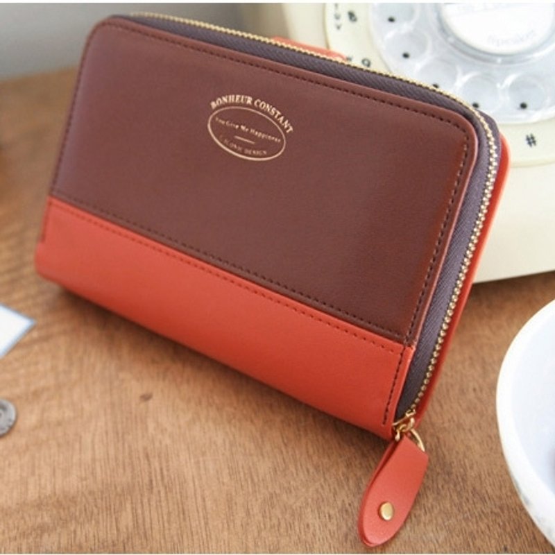 Dessin x Iconic-Zipup 皮革土司皮夹 M-经典橘,ICO97220 - 皮夹/钱包 - 其他材质 咖啡色