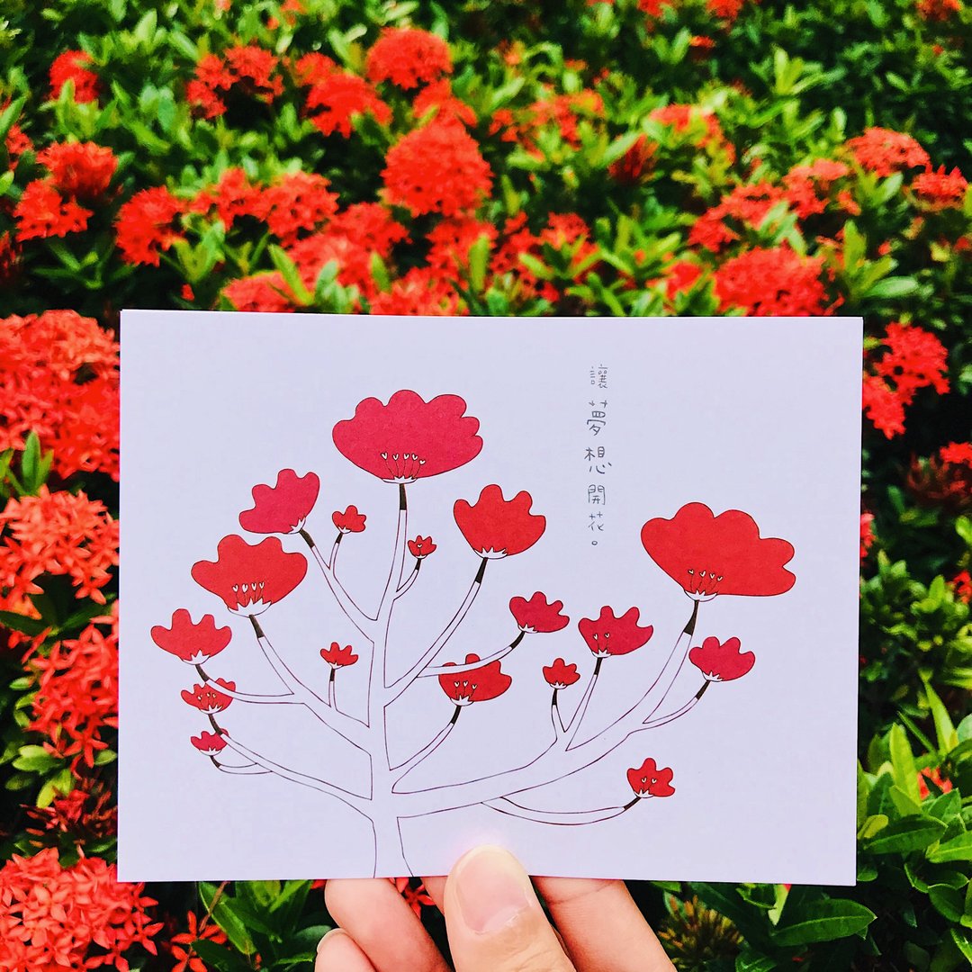 明信片-让梦想开花 - 卡片/明信片 - 纸 红色