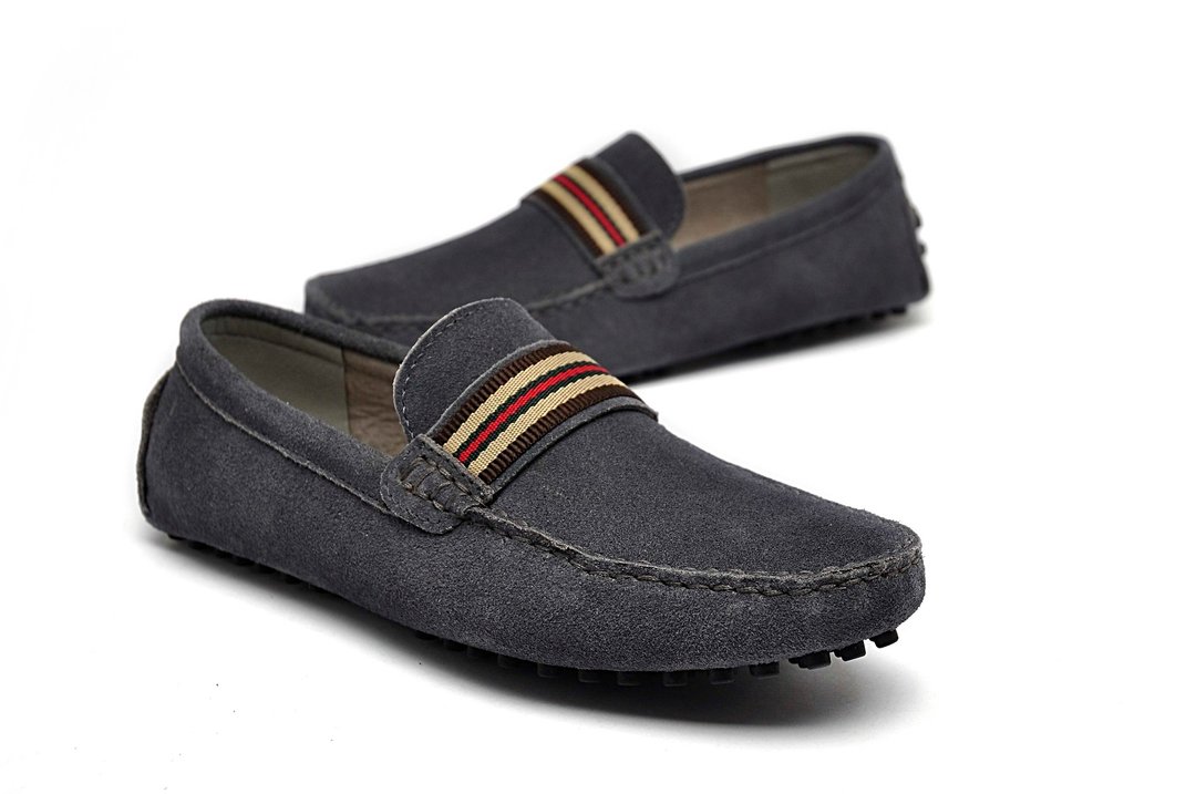 英伦风格 麂皮乐福豆豆鞋 LOAFERS 灰 - 男款牛津鞋/乐福鞋 - 真皮 灰色