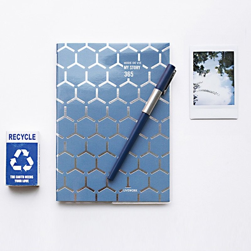 Dessin X Livework-手帐年历-几何生活365日志(无时效)-银色蜂潮,LWK91884 - 笔记本/手帐 - 纸 蓝色