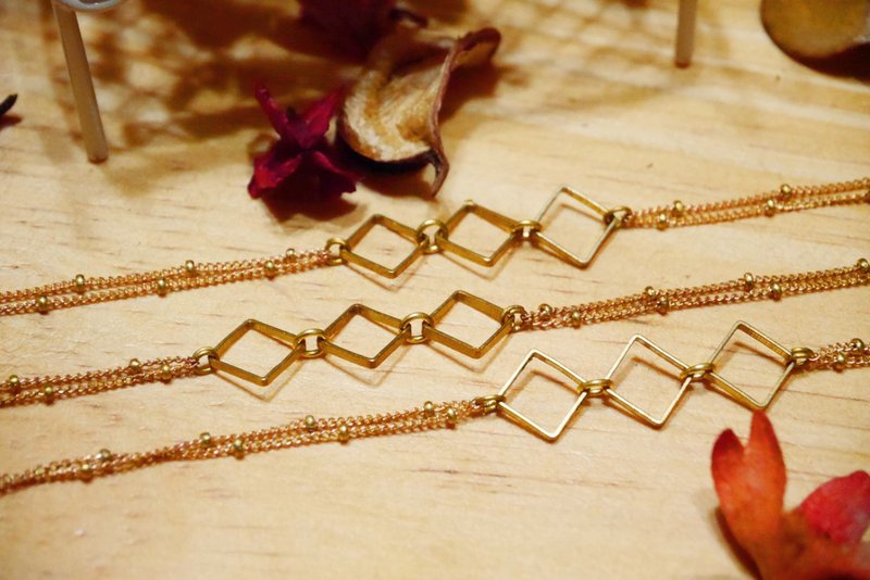 ❡ 菱形黄铜手链 - 手链/手环 - 其他金属 咖啡色