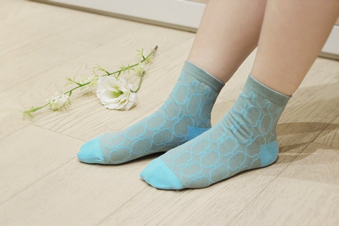 印花乐厚短袜/铁花窗2号/灰蓝色 - 袜子 - 其他材质 