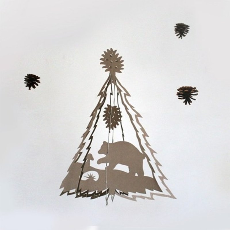 树与熊挂饰 - 摆饰 - 纸 咖啡色