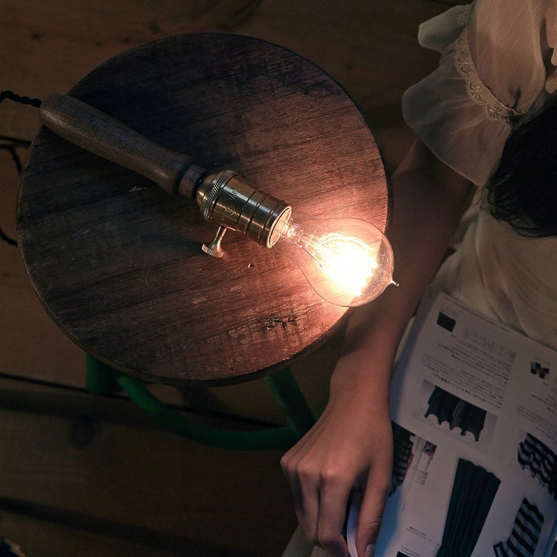 手柄钨丝挂灯(插头款)(不附灯泡) - 灯具/灯饰 - 木头 咖啡色