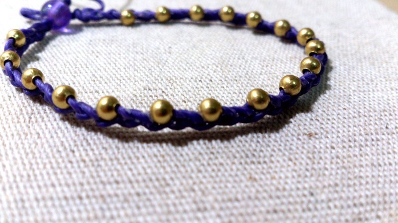 圈圈．纯铜小金珠 x 浓紫蜡线手环 - 手链/手环 - 其他材质 紫色